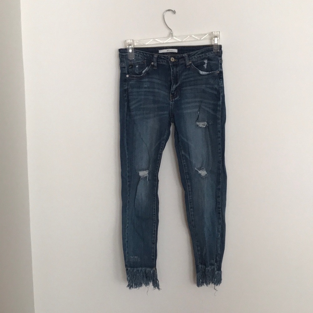 Medium Wash Fringe Jeans